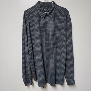 Men's Eddie Bauer Plaid Casual Button Collar Shirt 100% Cotton XXL